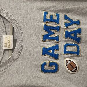 Judith March Blue Gold Gray Football Game Day Shirt Oversized Tee Size M/L​